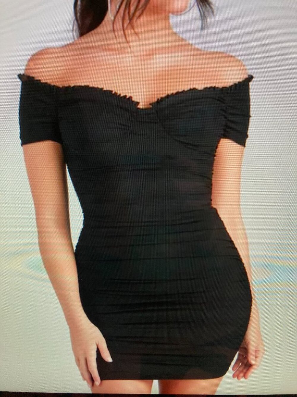 Windsor Black Ruched Off-Shoulder Min Dress Women Size XS